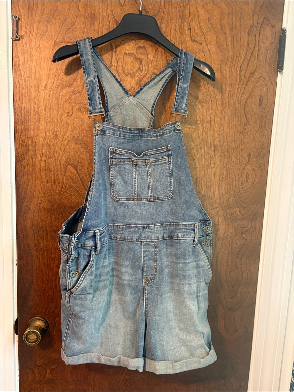 torrid light blue denim short overalls with bib pocket